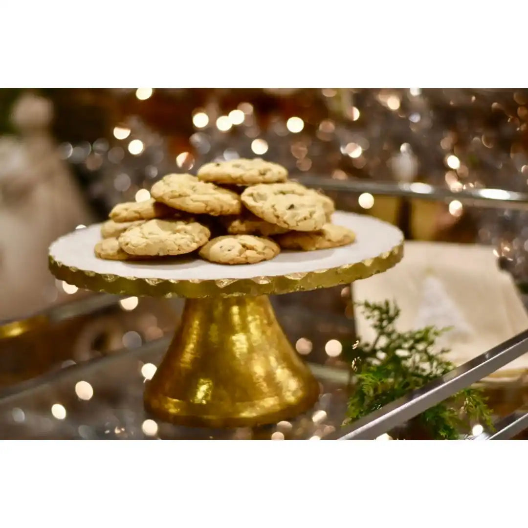 Mudpie MARBLE GOLD PEDESTAL CAKE STAND