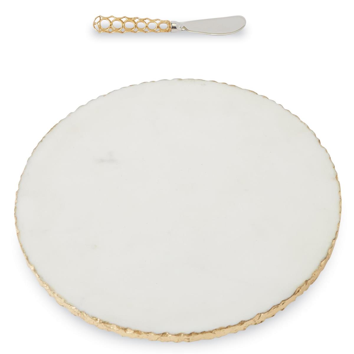 MARBLE BOARD WITH SPREADER - GOLD EDGE