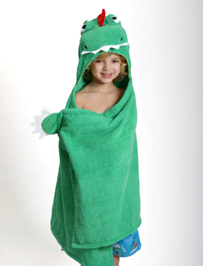 Personalized Kids Plush Terry Hooded Bath Towel - Dinosaur