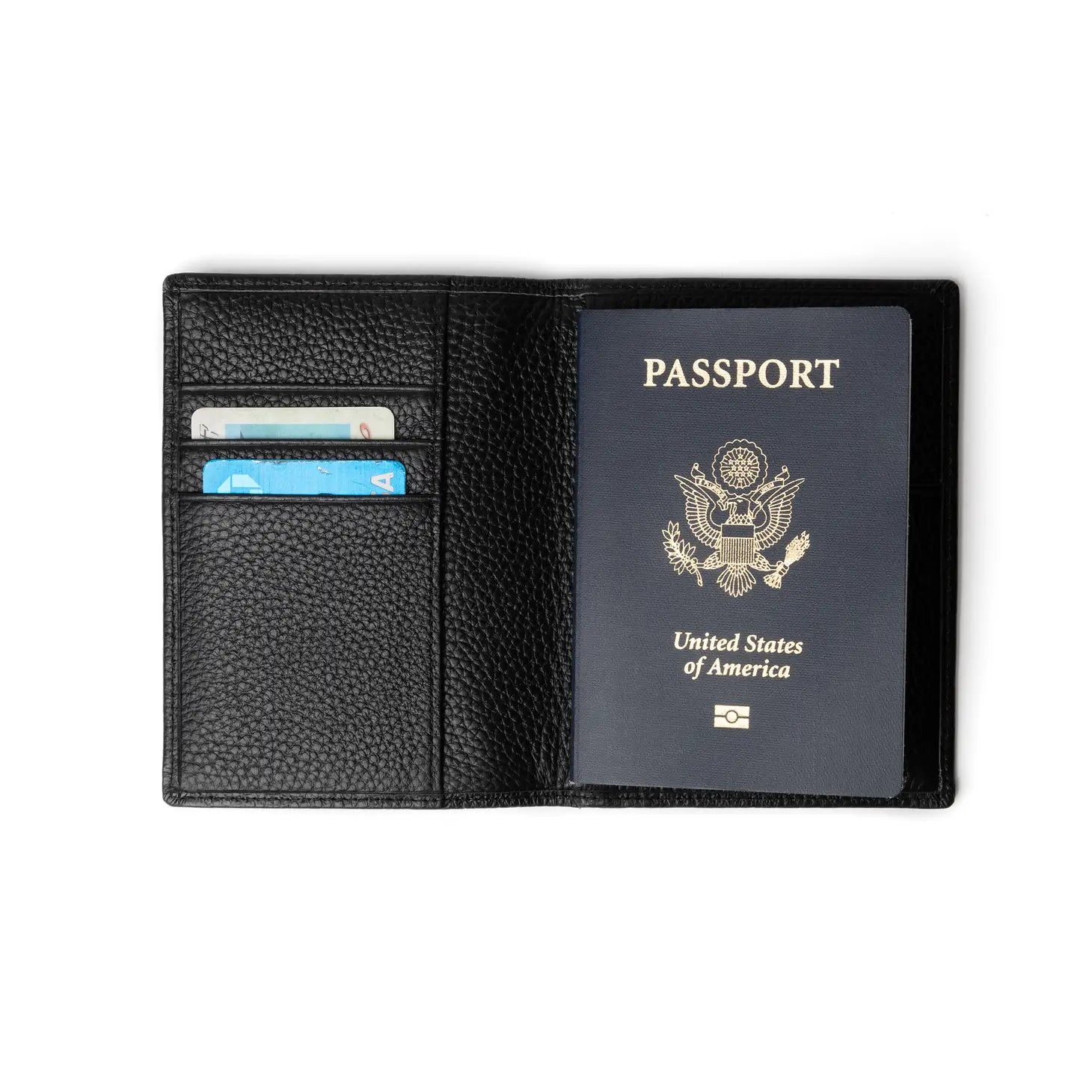 Genuine Leather Passport Holder - Black