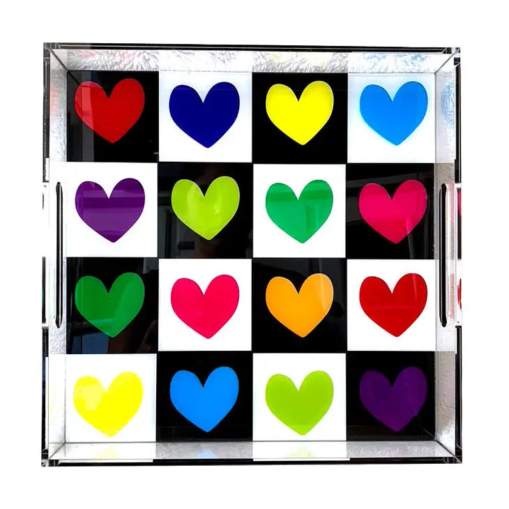 Acrylic Tray - checkerboard hearts