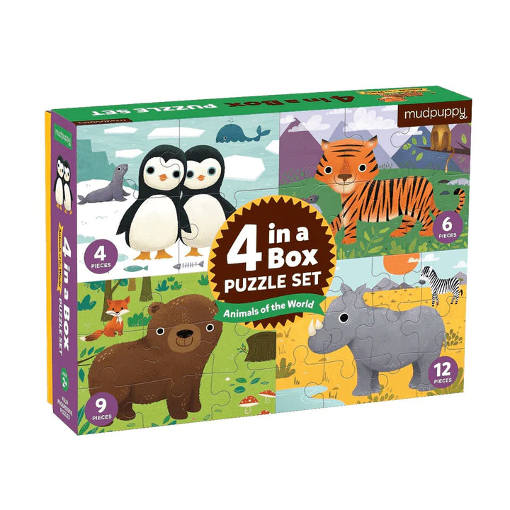 Mudpuppy Puzzle - Animals Of The World 4-In-a-Box