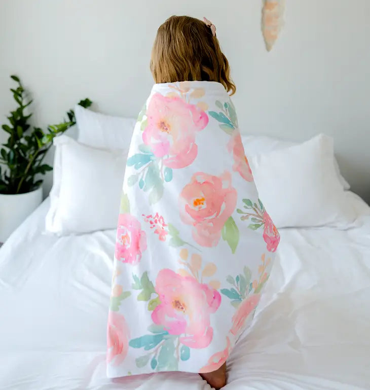 Personalized  Baby & Toddler Blanket - Peonies