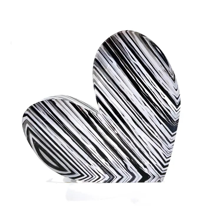 Acrylic Block - Black & White Heart Shaped