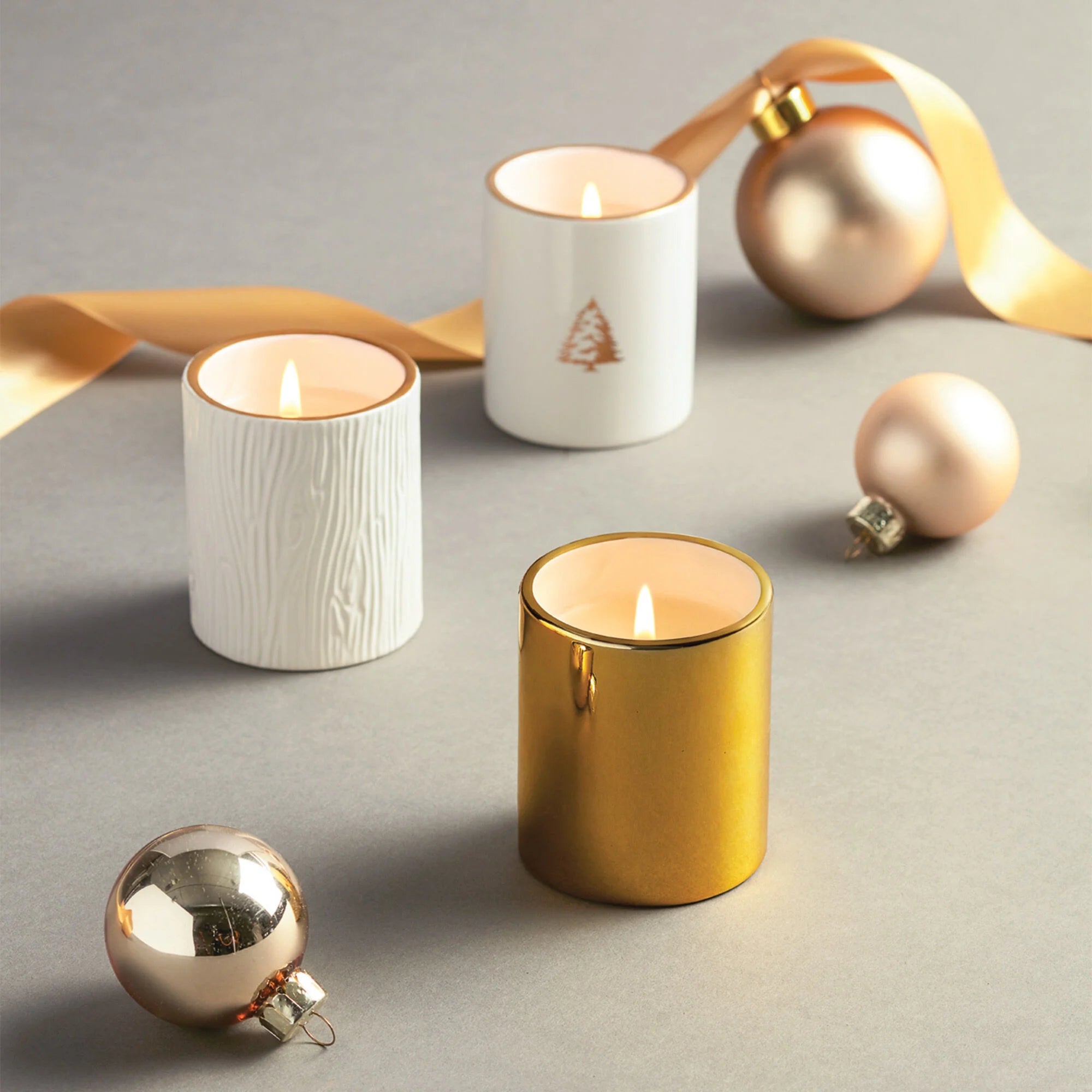 Thymes - Frasier Fir Gilded Poured Candle Trio Set