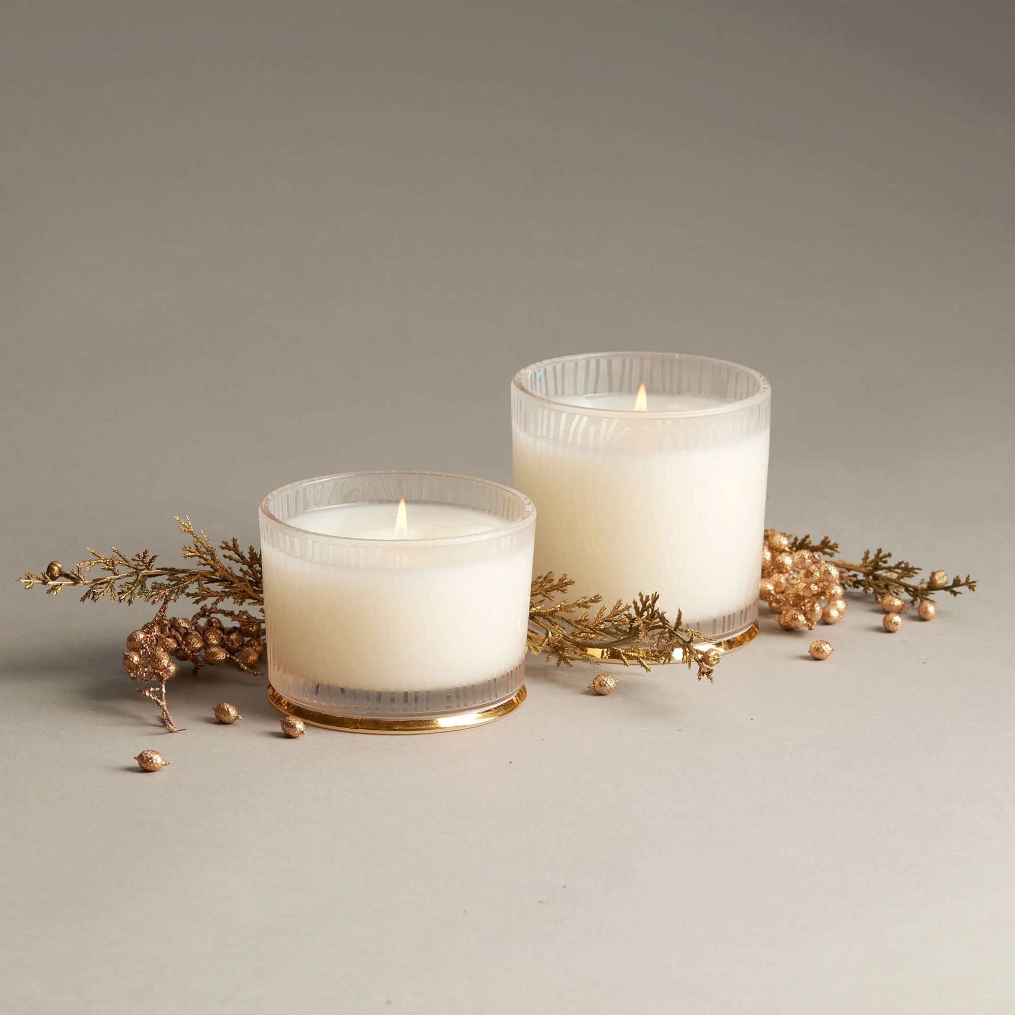 Thymes - Frasier Fir Gilded Frosted Wood Grain Candle