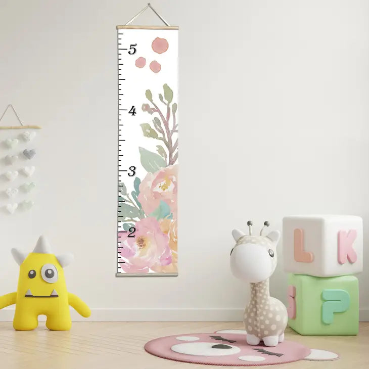 Personalized Growth Chart - Canvas Kids Peonies