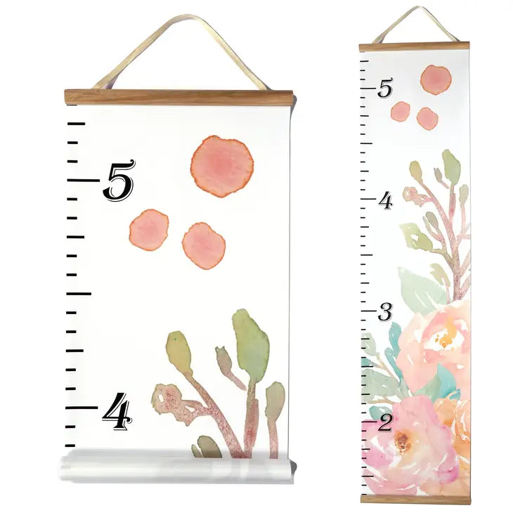 Personalized Growth Chart - Canvas Kids Peonies