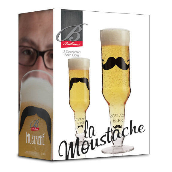 Beer Glass - Moustache 380ml set of 2 Assorted