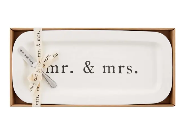 Mudpie MR. & MRS. CERAMIC TRAY SET