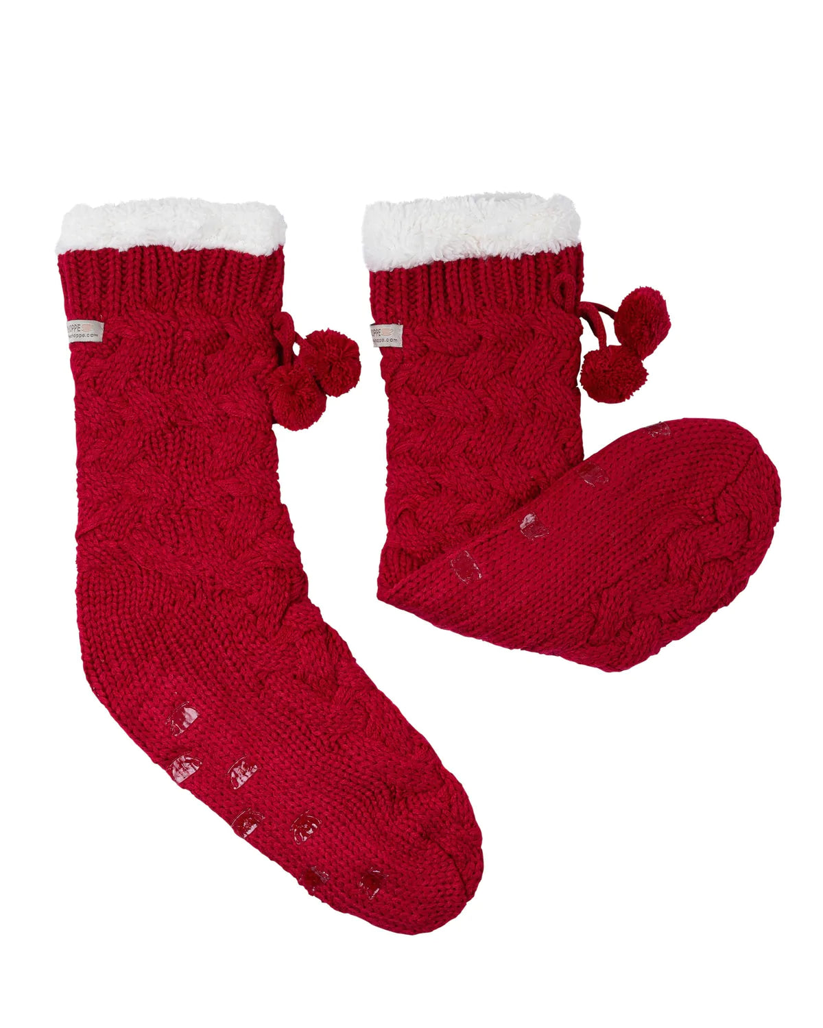 Textured Basket Weave Lounge Socks - Deep Red