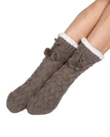 Textured Basket Weave Lounge Socks - Fungi