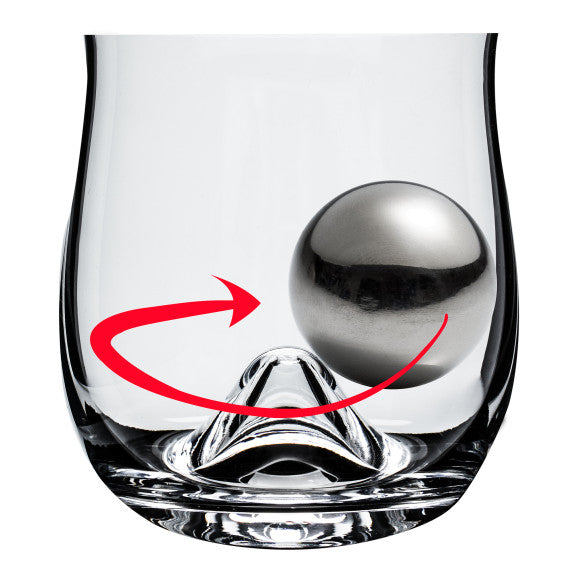 Whiskey Glass 300ml Set with Stainless Steel Ice Ball, Tongue and Pouch