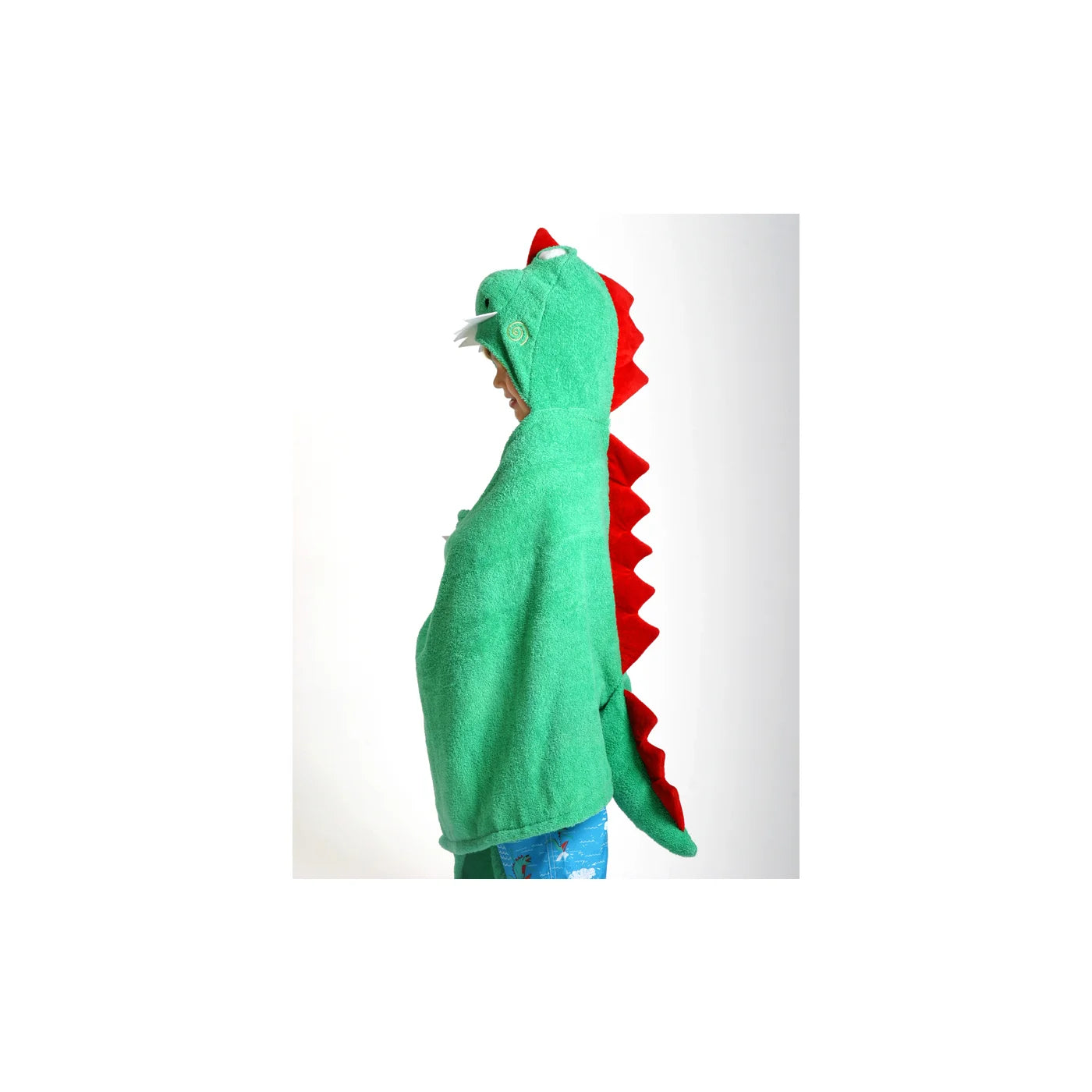 Serviette de bain à capuche en tissu éponge pelucheux personnalisée pour enfants - Dinosaure